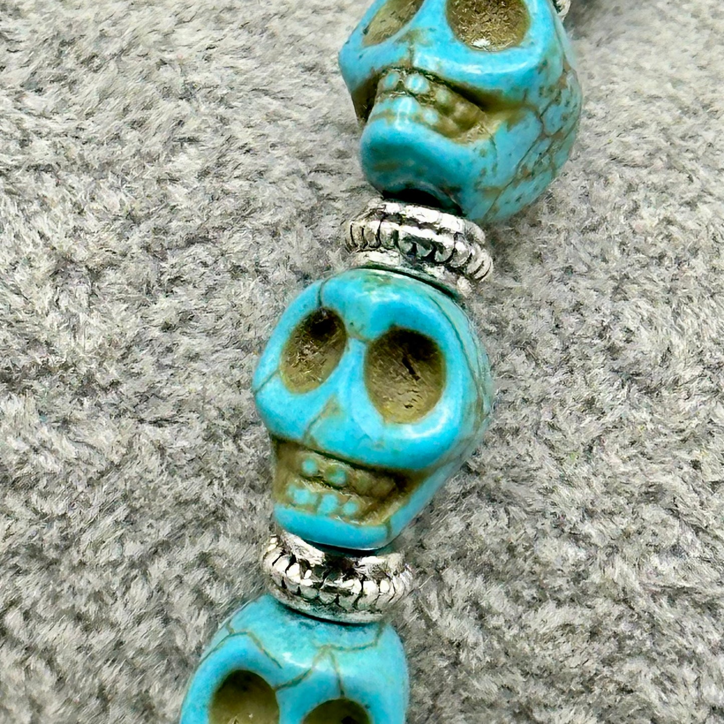 Light Blue Skulls and Brass Bracelet