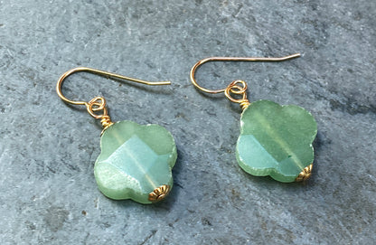 Green Aventurine Clover Earrings