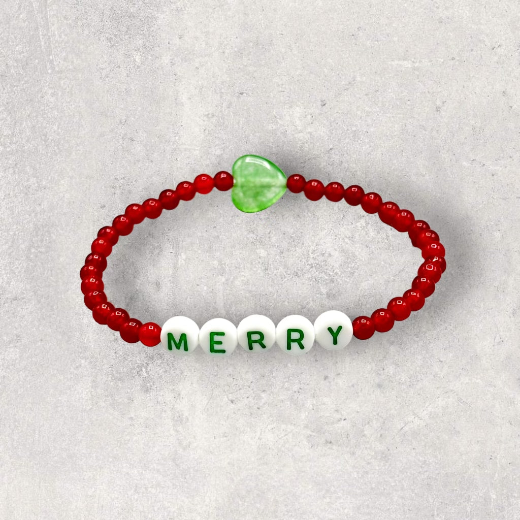 Christmas Merry Beaded Stretch Bracelet