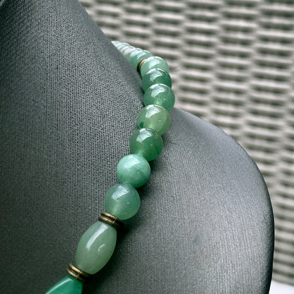 Green Aventurine  gemstone with brass togel Necklace