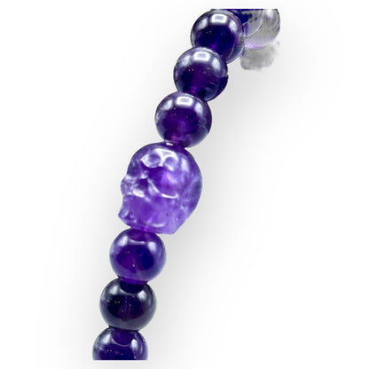 Amethyst Skull Beaded Bracelet