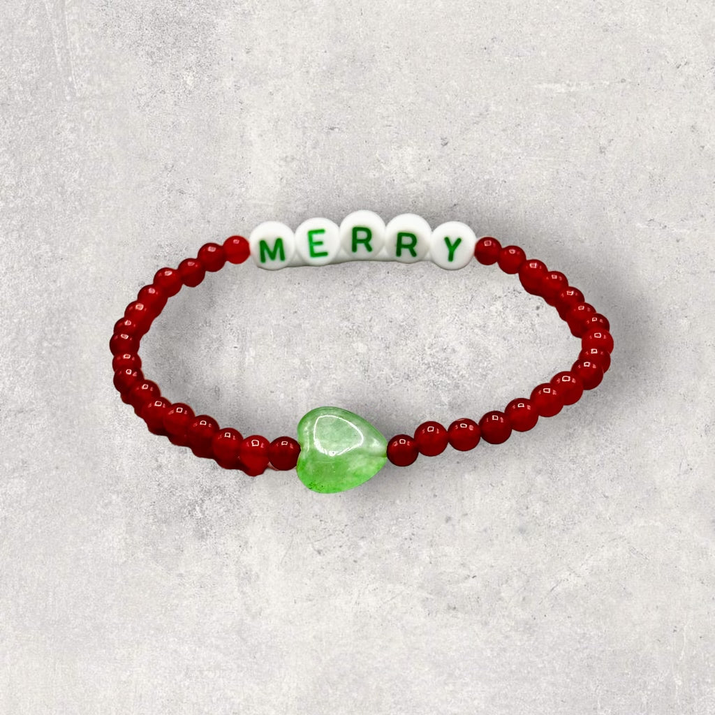 Christmas Merry Beaded Stretch Bracelet