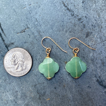 Green Aventurine Clover Earrings