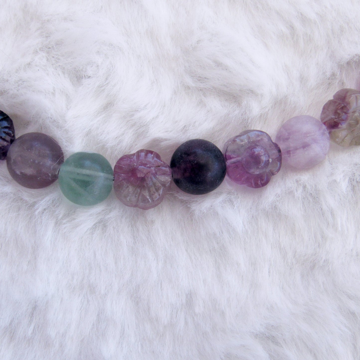 Rainbow Fluorite gemstone Beaded Flower Necklace