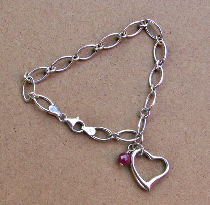 Vintage renewed floating heart and ruby Bracelet