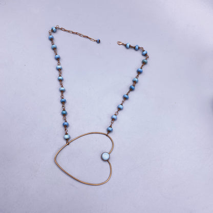 Blue Opal and Copper Heart Necklace