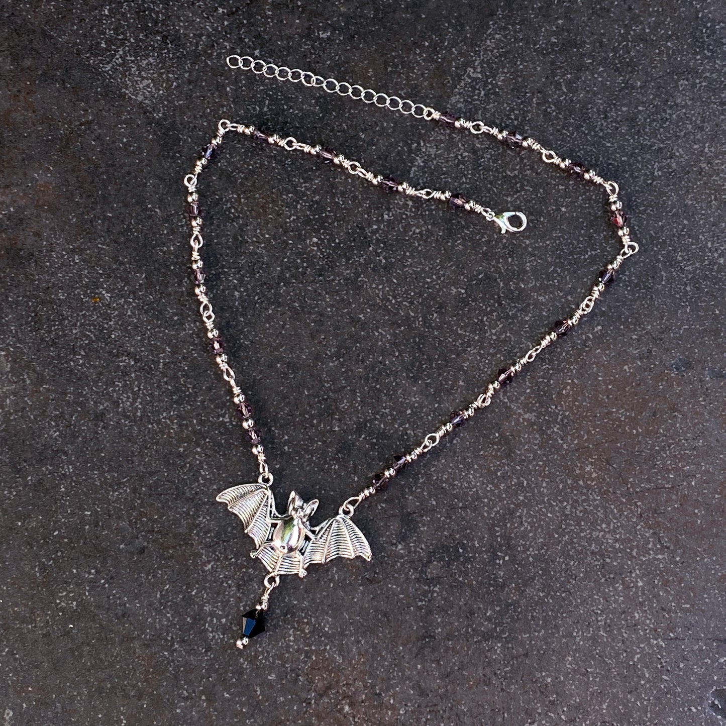 Halloween Bat with Swarovski crystals Necklace