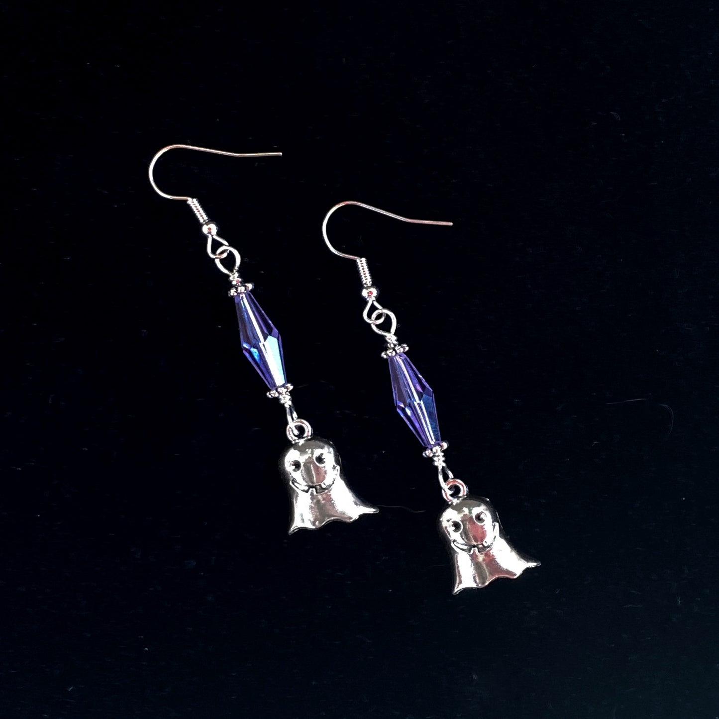 Halloween Ghost and Swarovski Crystal Dangle Earrings