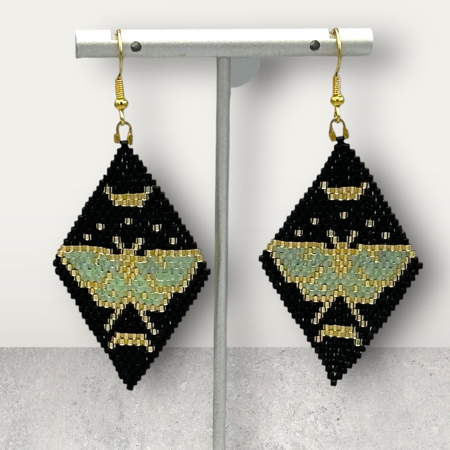 Lunar Moth Seed Bead handcrafted Earrings