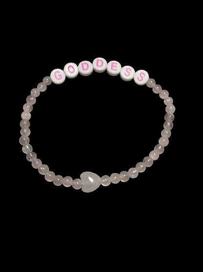 Rose Quartz Goddess and Heart Bracelet