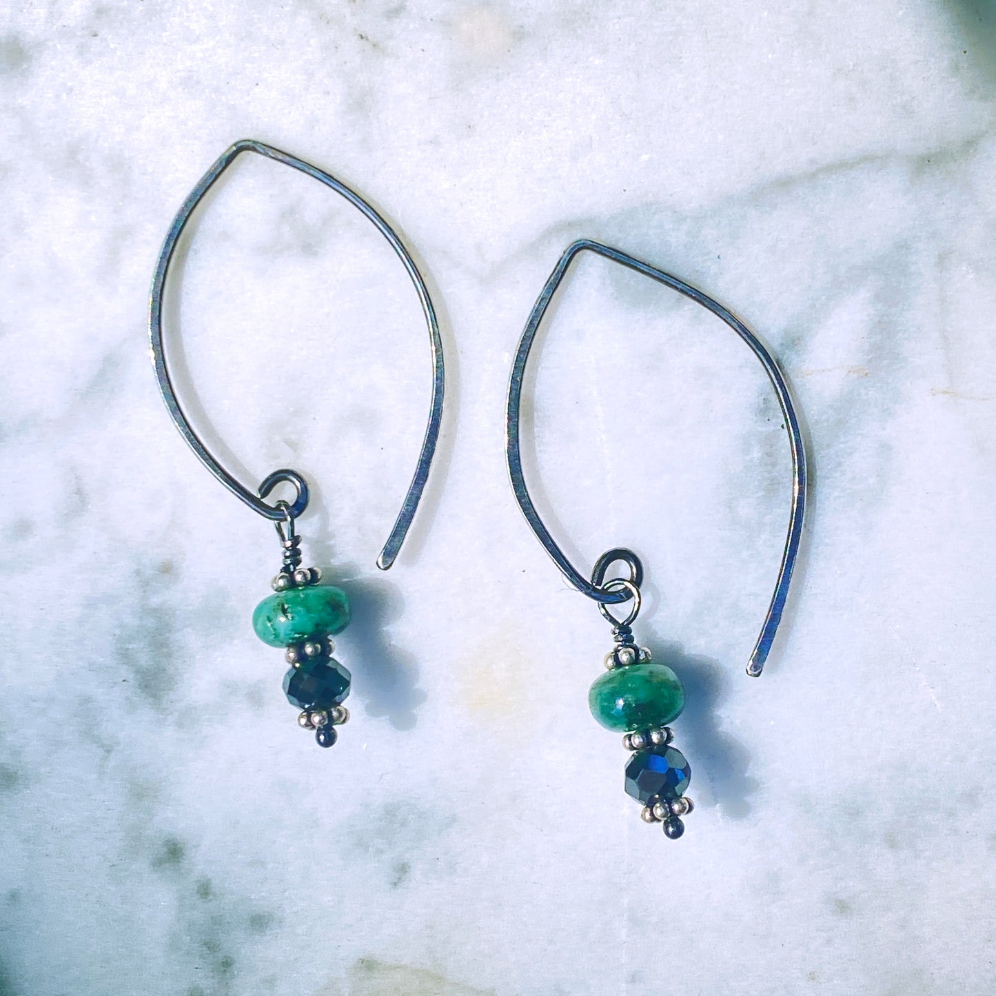 Black Diamond and Emerald earrings