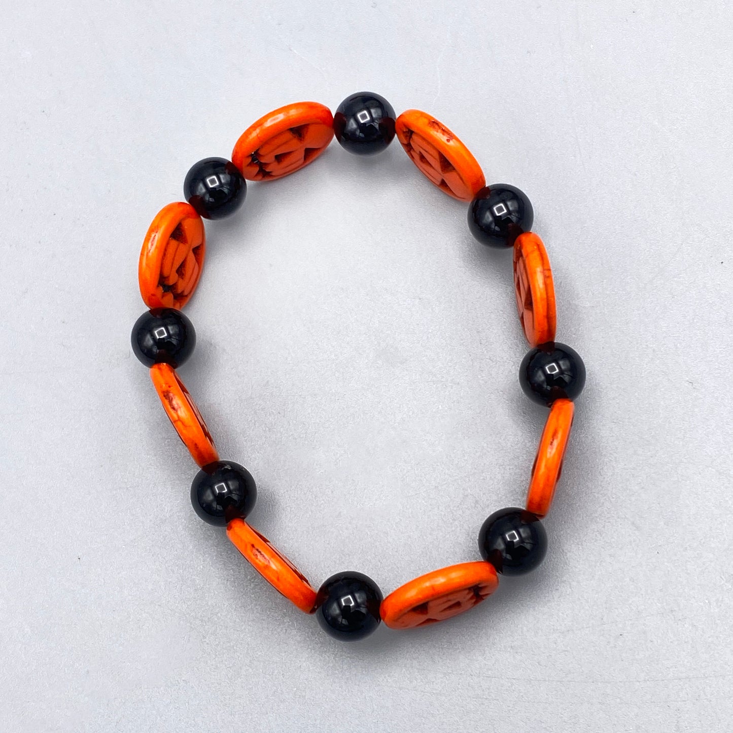 Jack-o’-lantern gemstone stretch bracelets