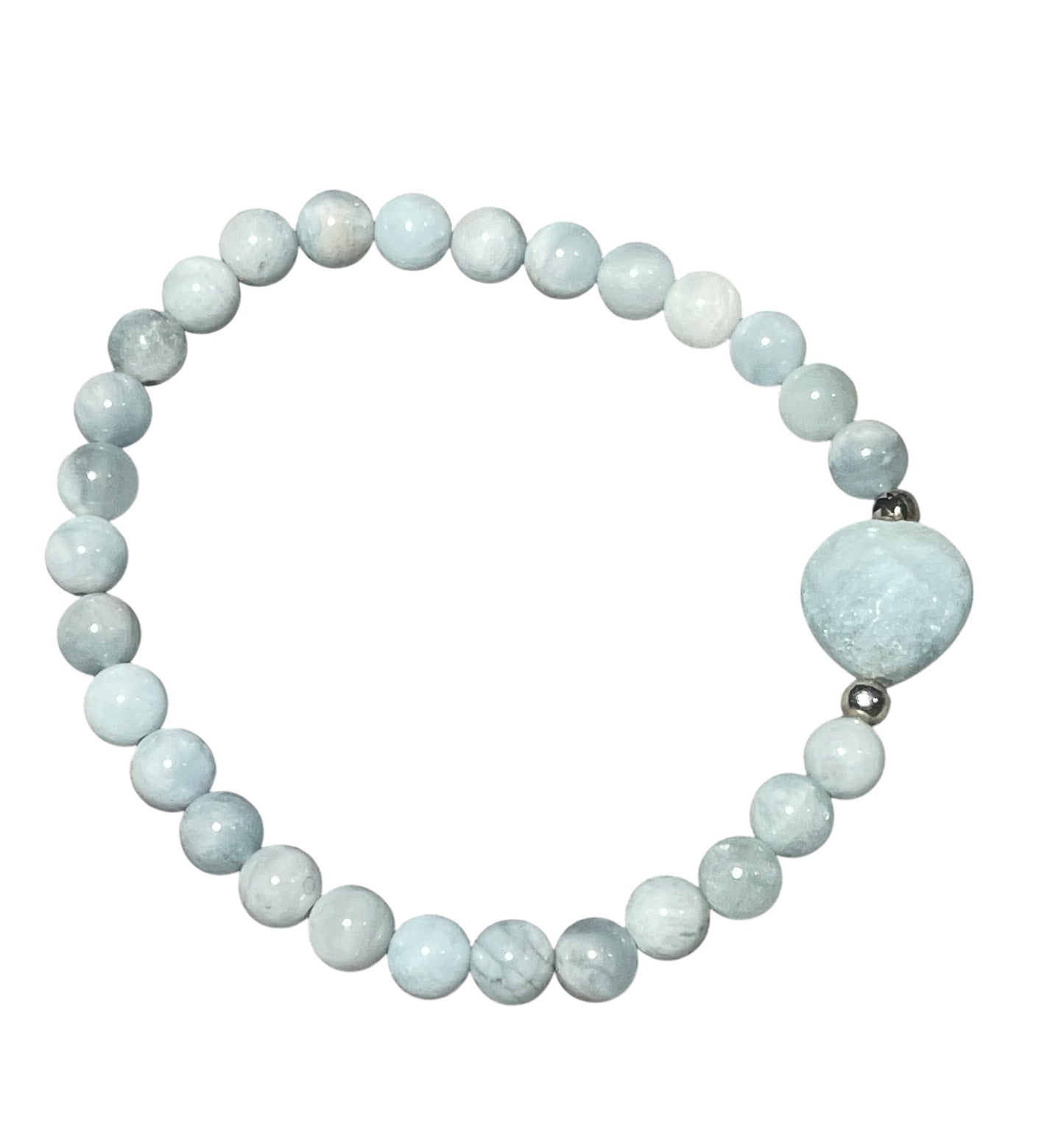 Aquamarine Heart Bracelet with Sterling Silver