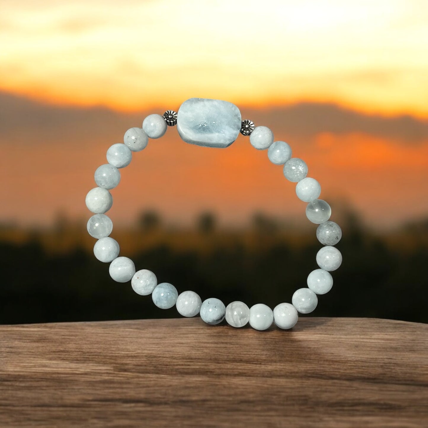 Aquamarine Bracelet with Sterling Silver