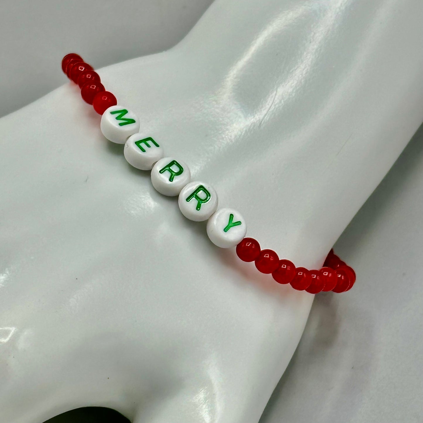 Christmas Merry Beaded Stretch Bracelet