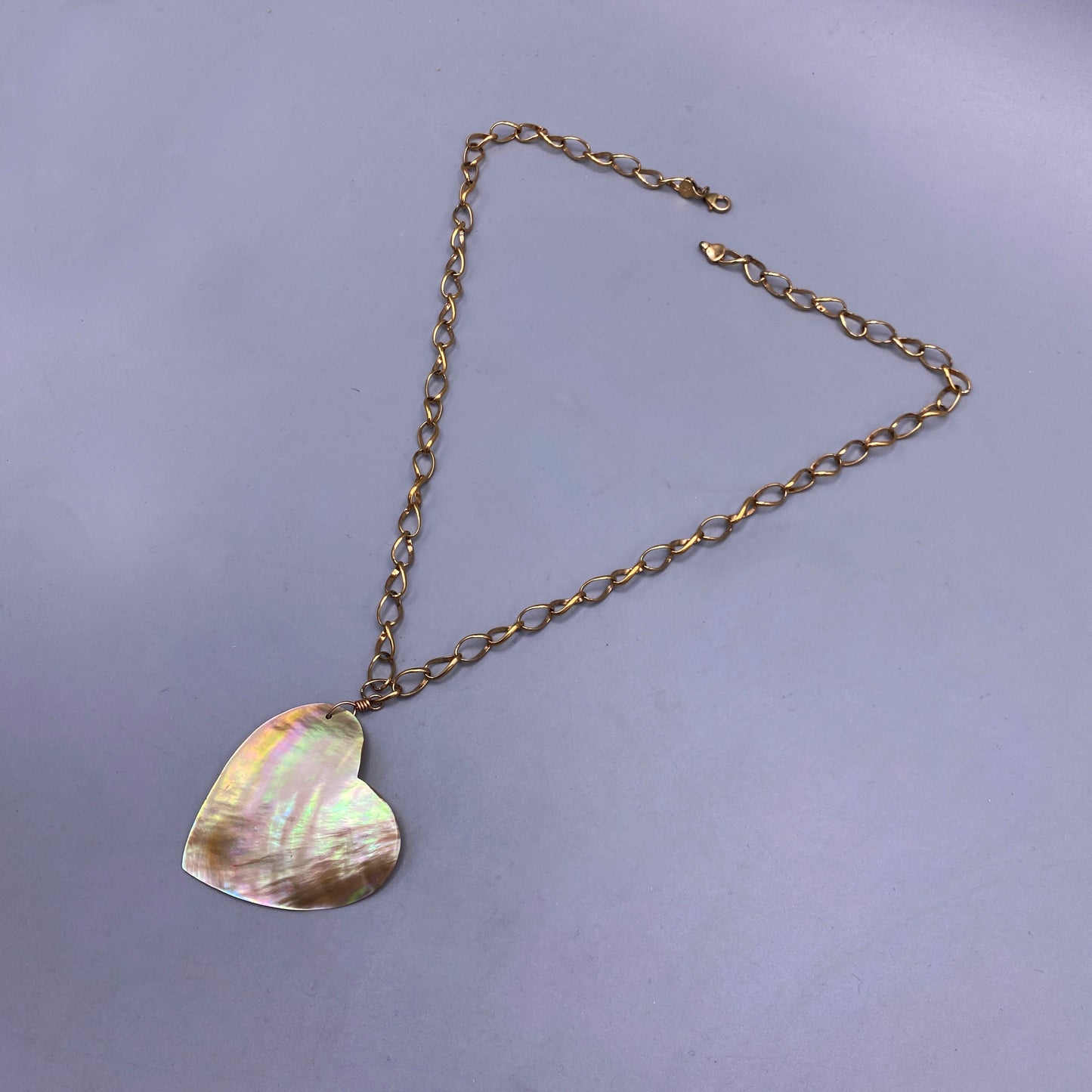 Large Mother of Pearl Heart Necklace