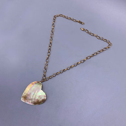Large Mother of Pearl Heart Necklace
