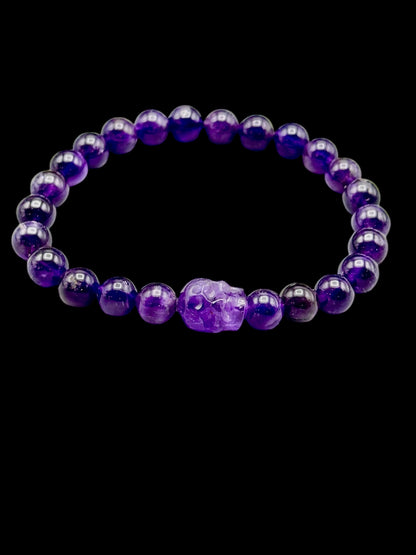 Amethyst Skull Beaded Bracelet