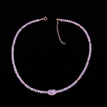 Rose Quartz gemstone Lips choker Necklace