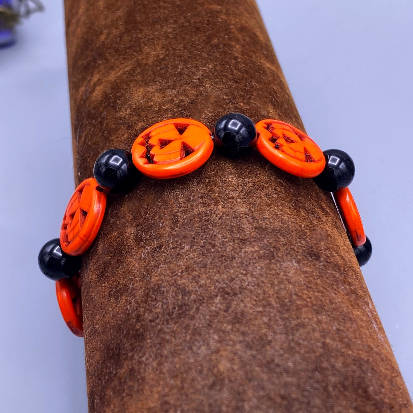 Jack-o’-lantern gemstone stretch bracelets