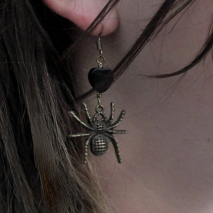 Spider and Onyx Dangle earrings