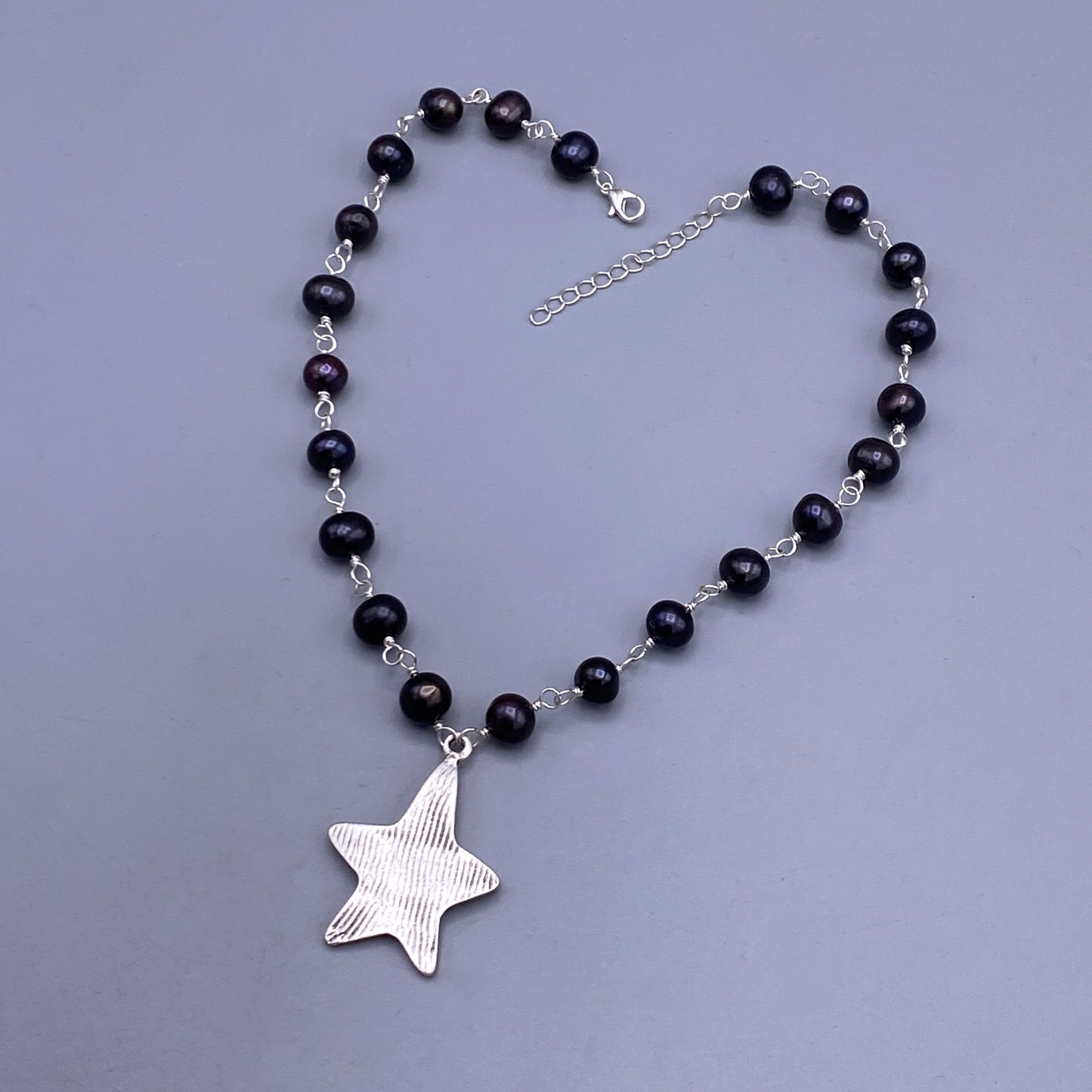 Black Pearl and Star Necklace