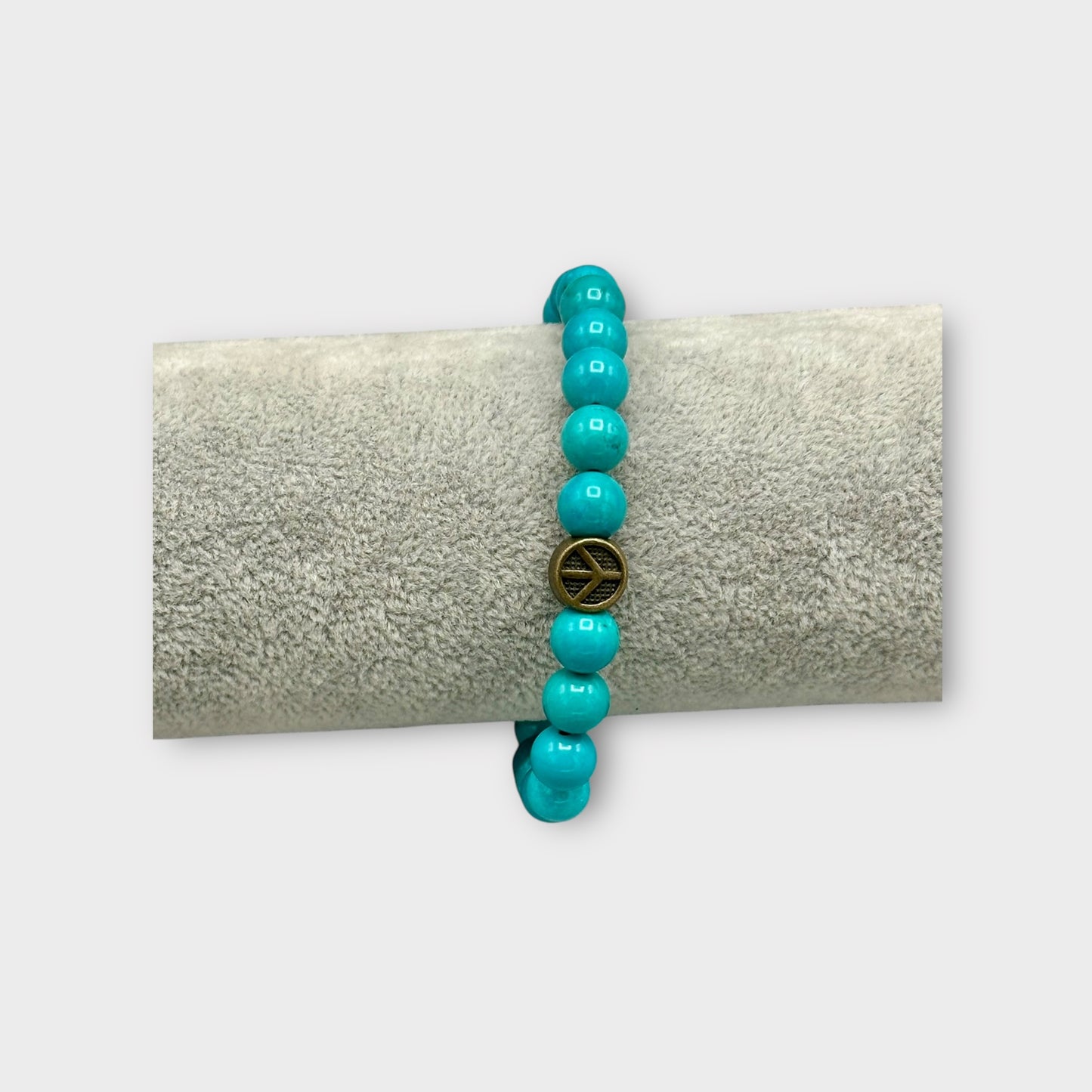 Turquoise gemstone and Peace Sign Bracelet