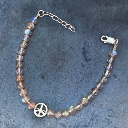 Sterling Silver Peace and Labradorite gemstone Bracelet