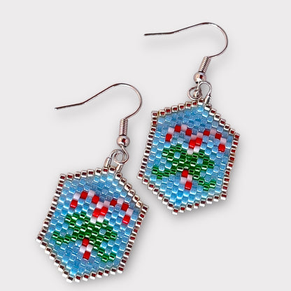 Candy Cane Seed Bead Earrings