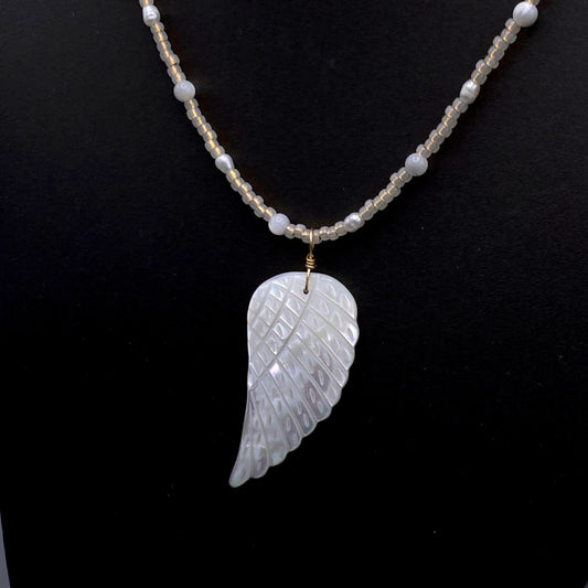 Mother of Pearl Wing Pendant necklace