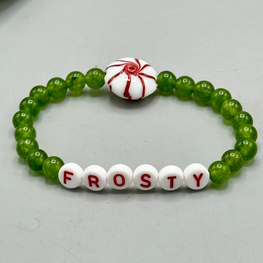 Christmas Frosty Beaded Stretch Bracelet