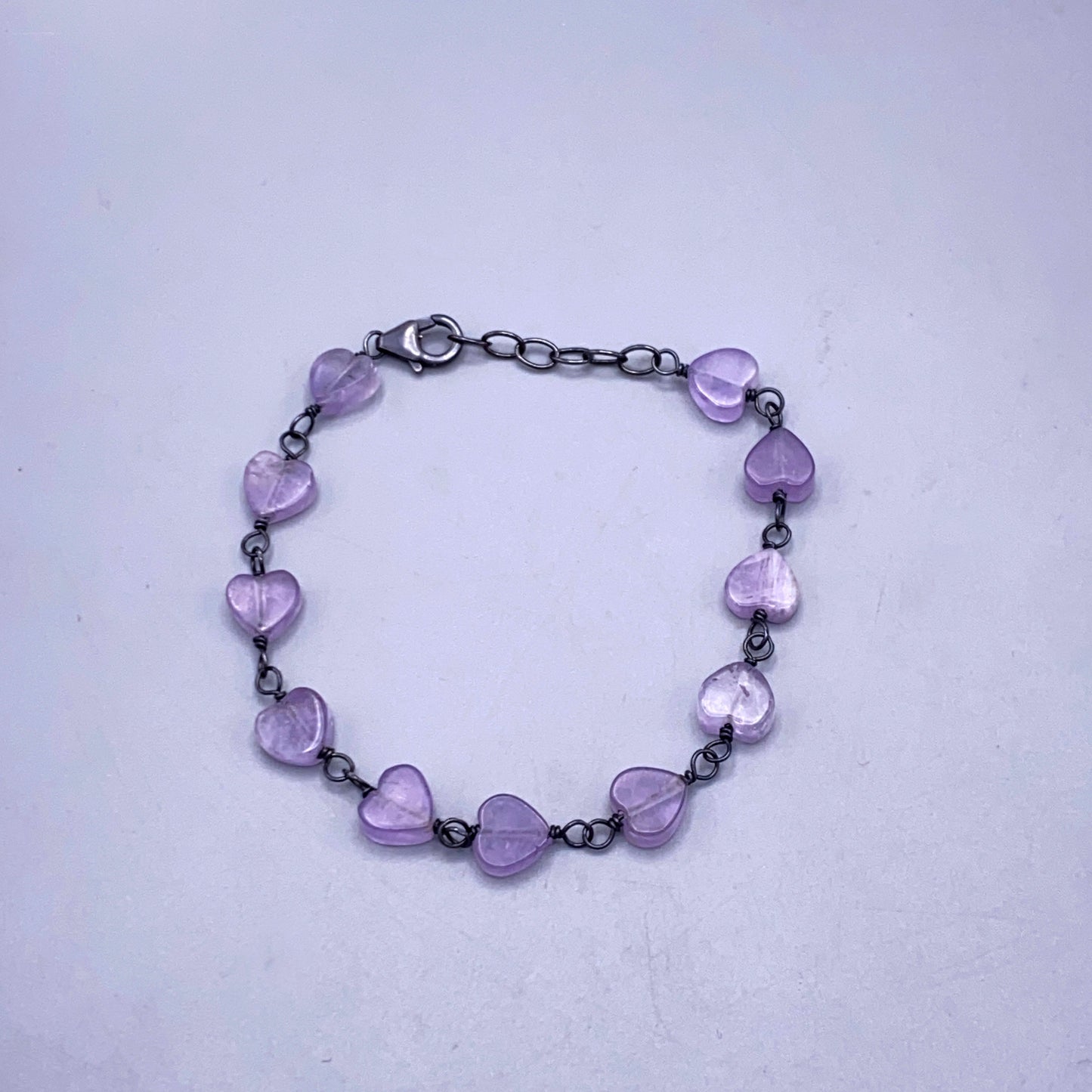 Amethyst Heart and Sterliing Silver Bracelet
