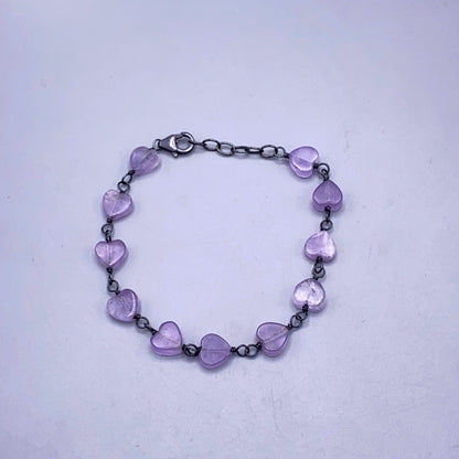 Amethyst Heart and Sterliing Silver Bracelet
