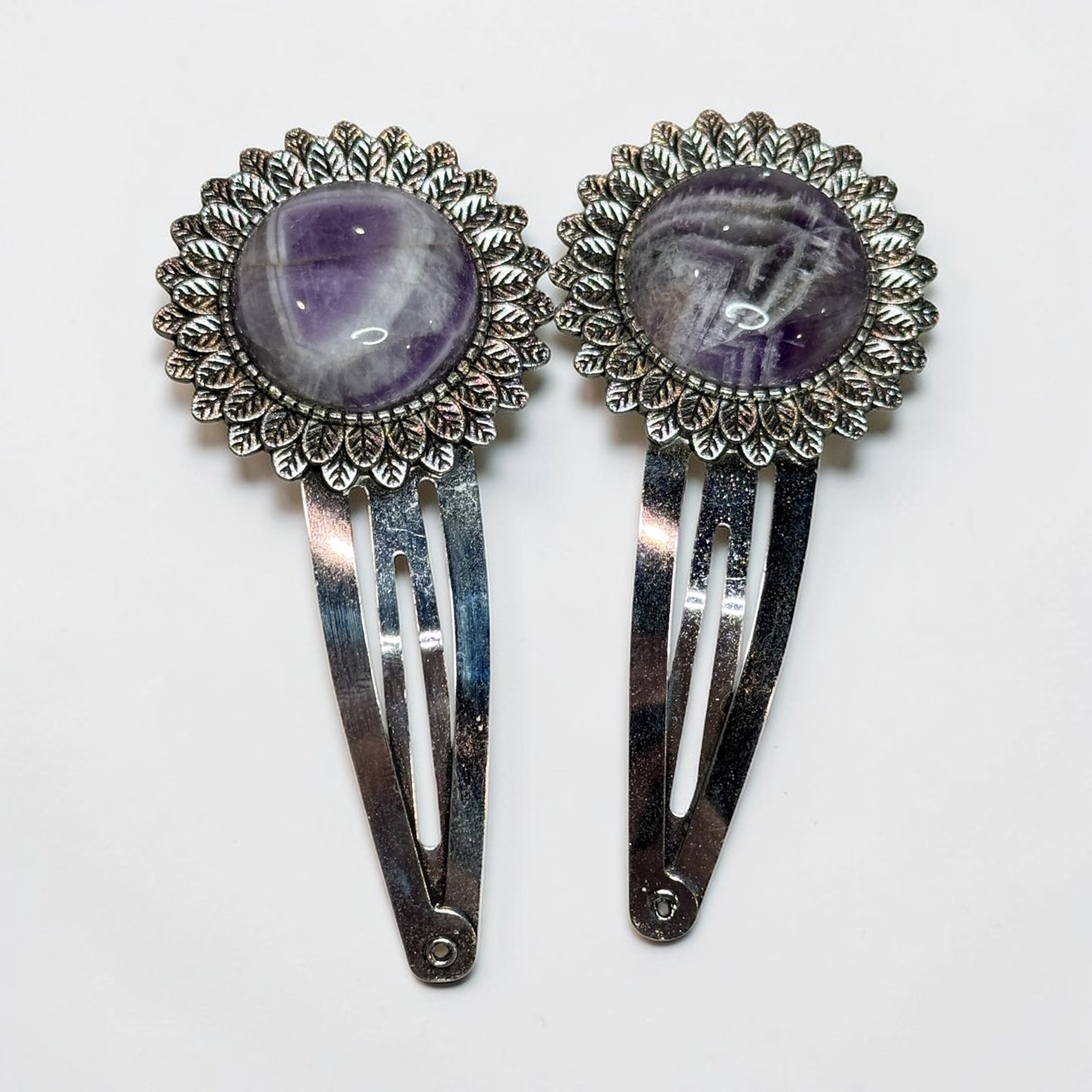 Amethyst Gemstone Barrette set