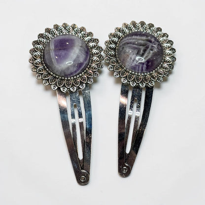 Amethyst Gemstone Barrette set