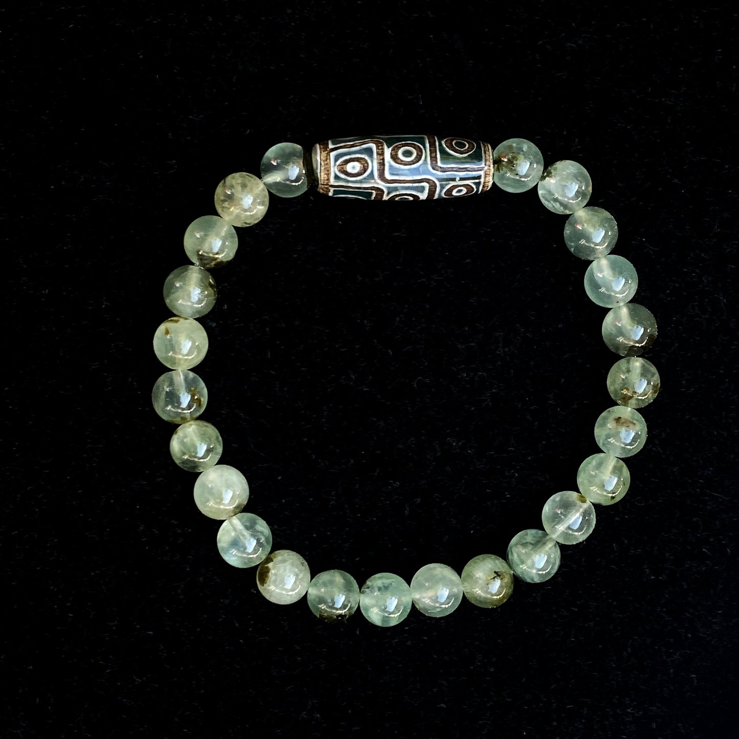 Prehnite and Tibetan Agate Bracelet