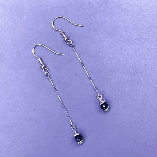 Sterling Silver and Black Diamond Dangle Earrings