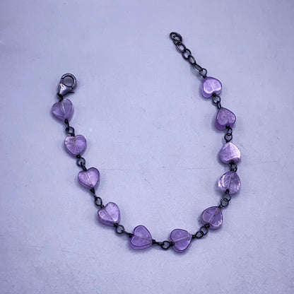 Amethyst Heart and Sterliing Silver Bracelet