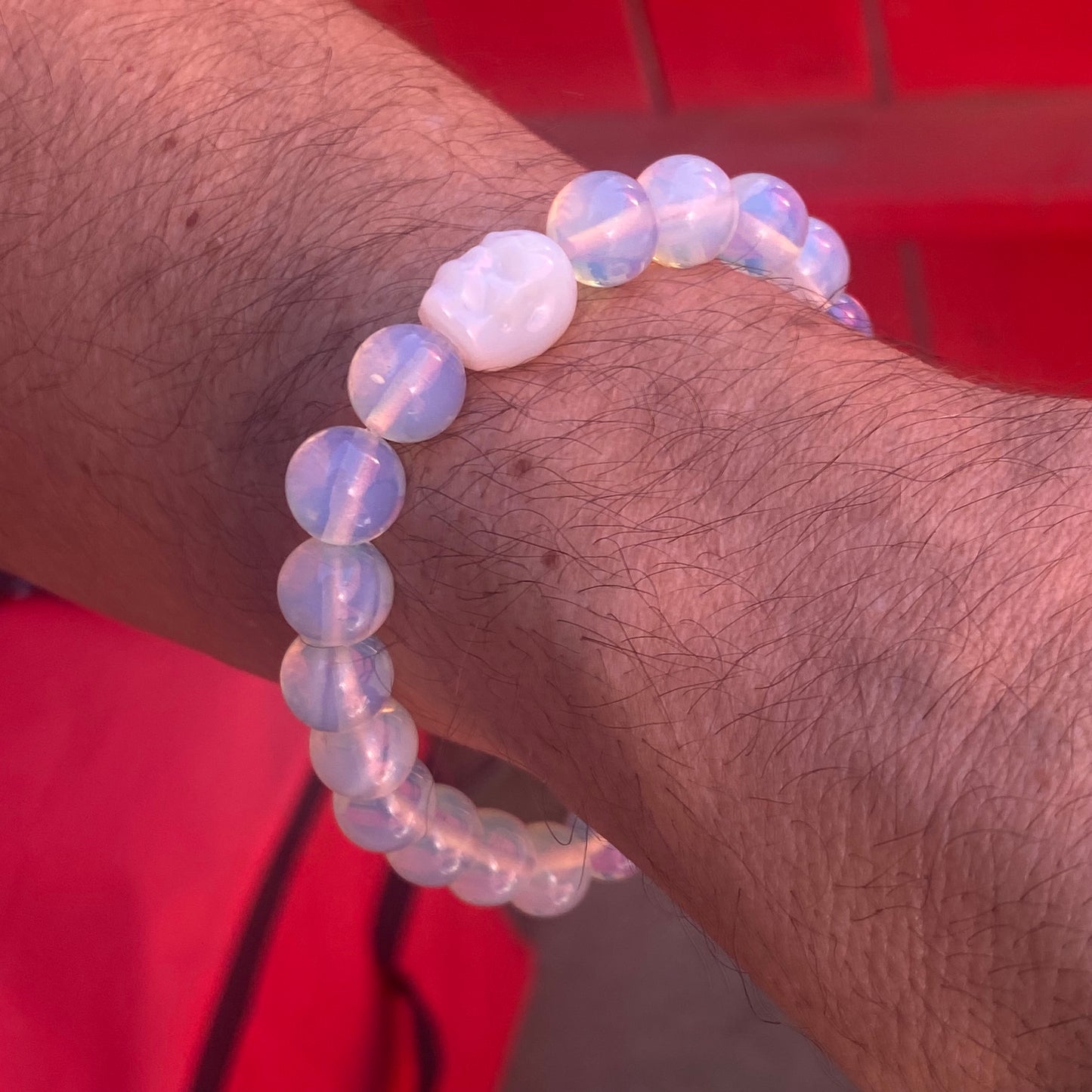 Opalite Skull Beaded Bracelet