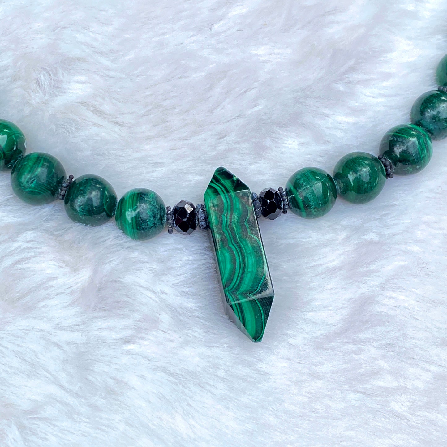 Rare Malachite gemstone Beaded Necklace