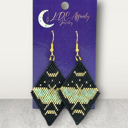 Lunar Moth Seed Bead handcrafted Earrings
