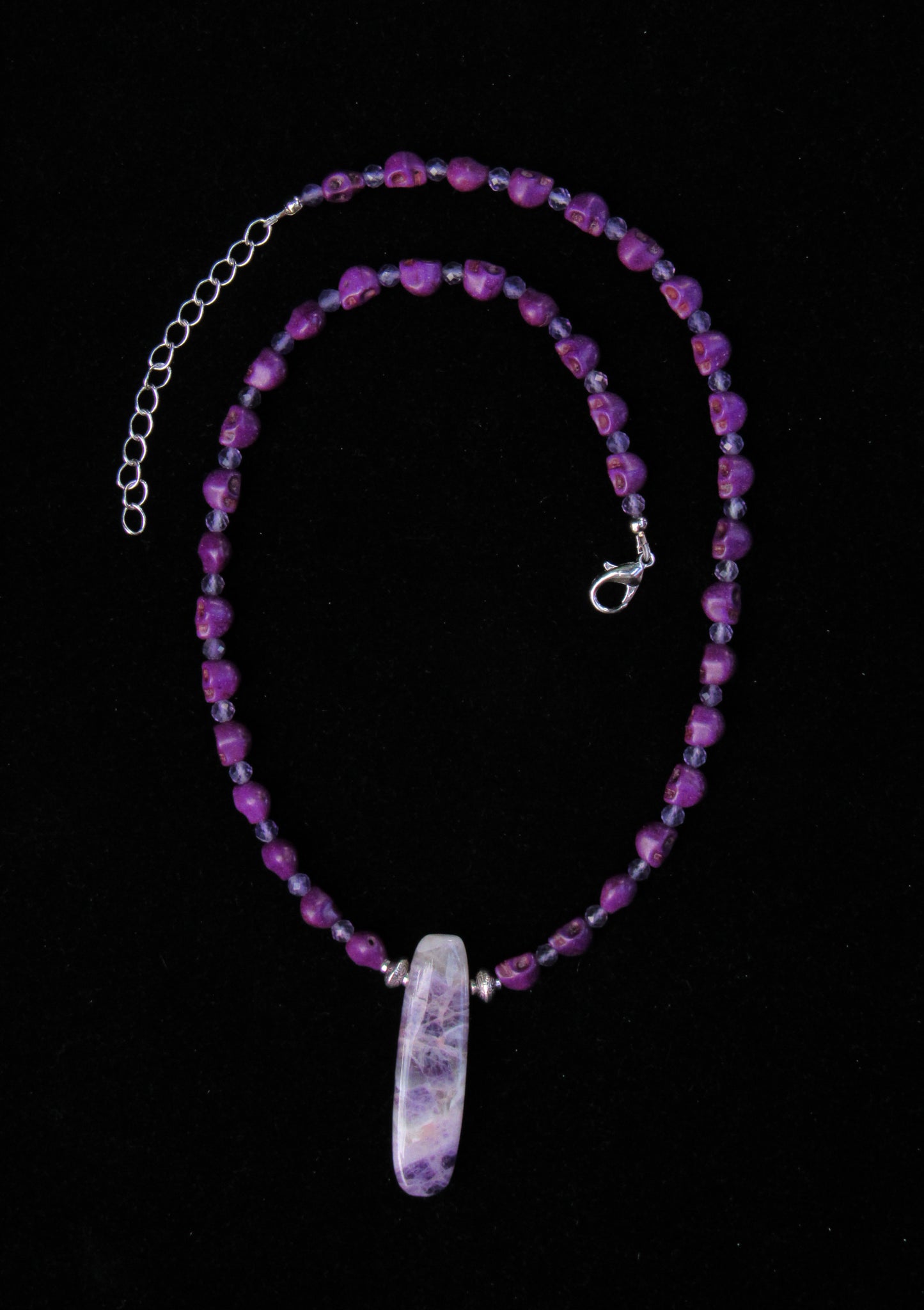 Amethyst and Skull Necklace