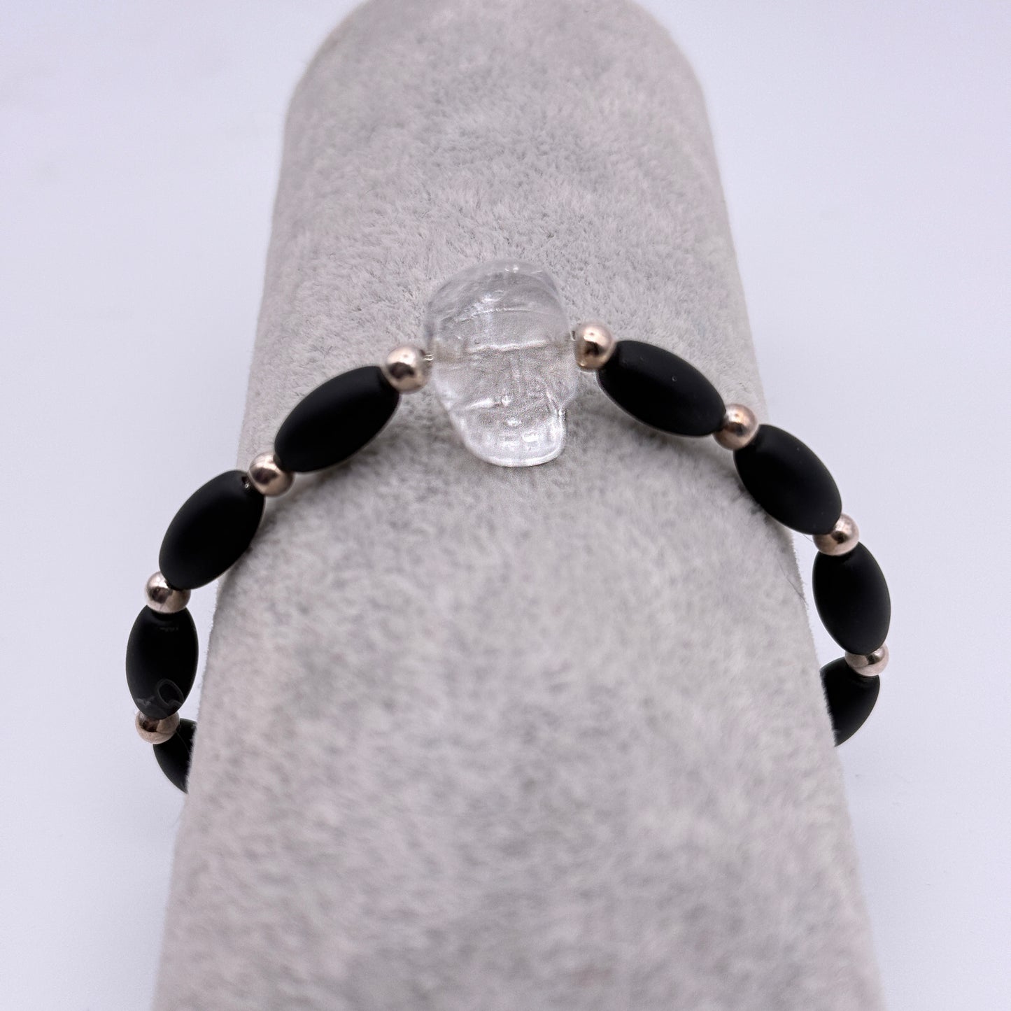 Quartz Skull and Onyx Bracelet
