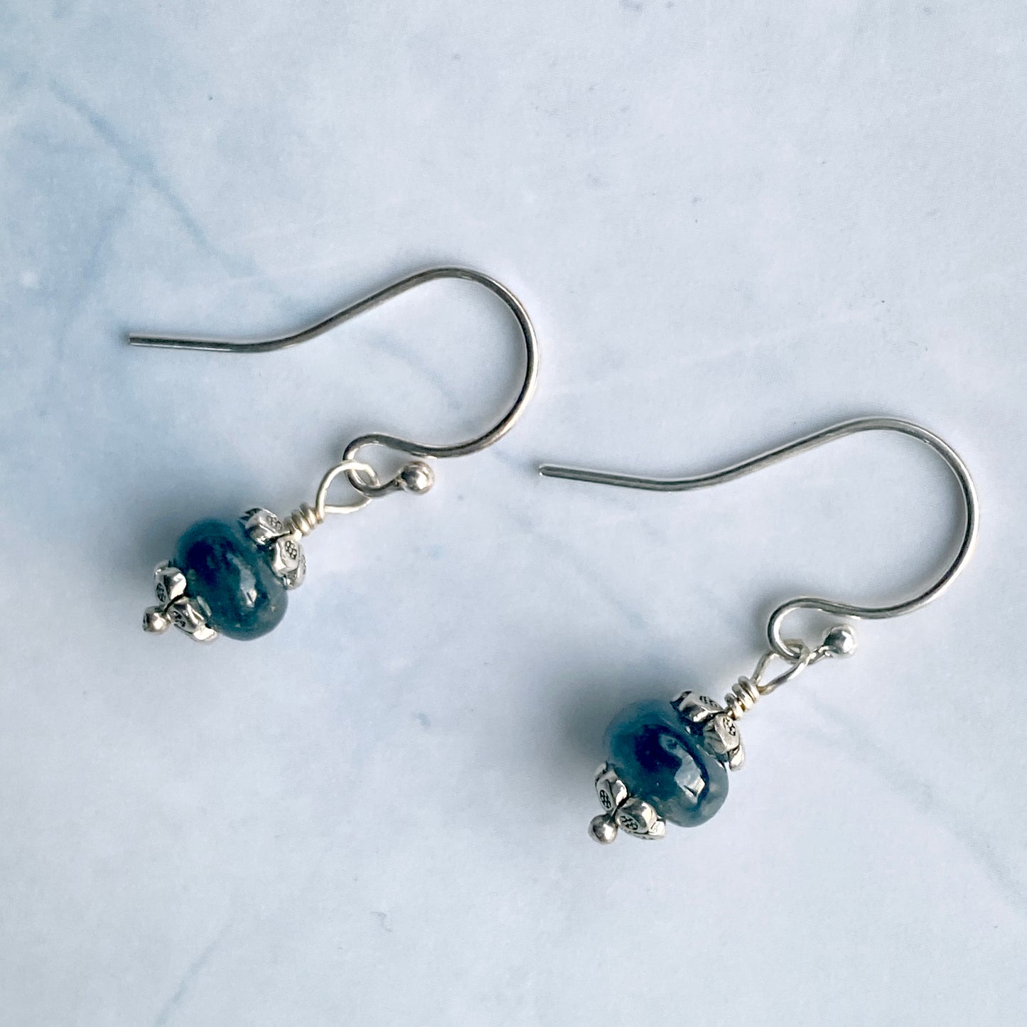 Blue Sapphire Dainty Dangle Earrings