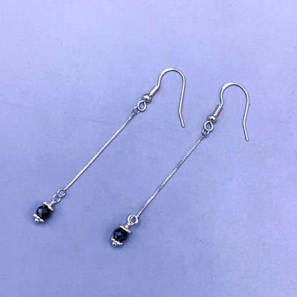 Sterling Silver and Black Diamond Dangle Earrings