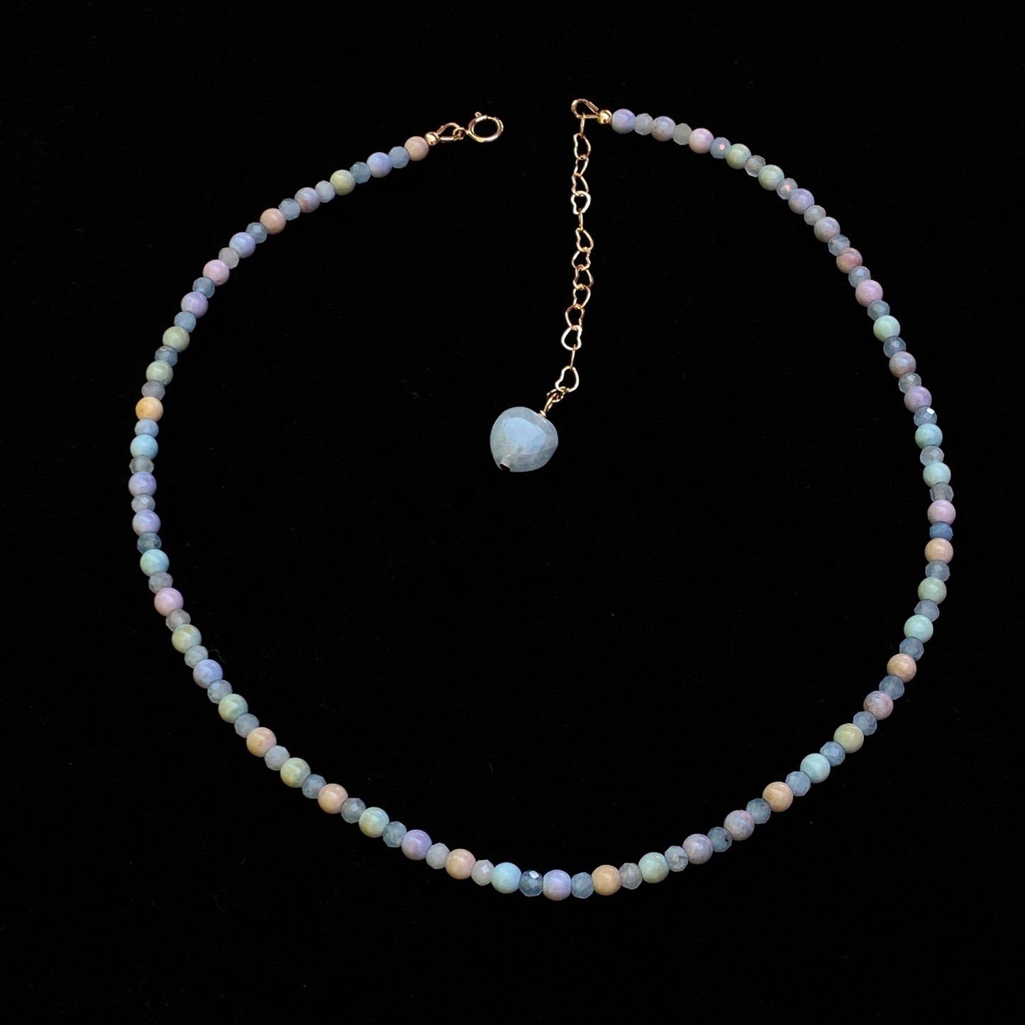 Alashan Agate and Aquamarine Necklace with Heart