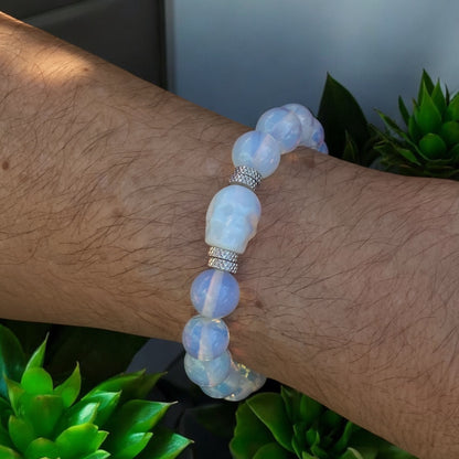 Opalite Skull Beaded Bracelet