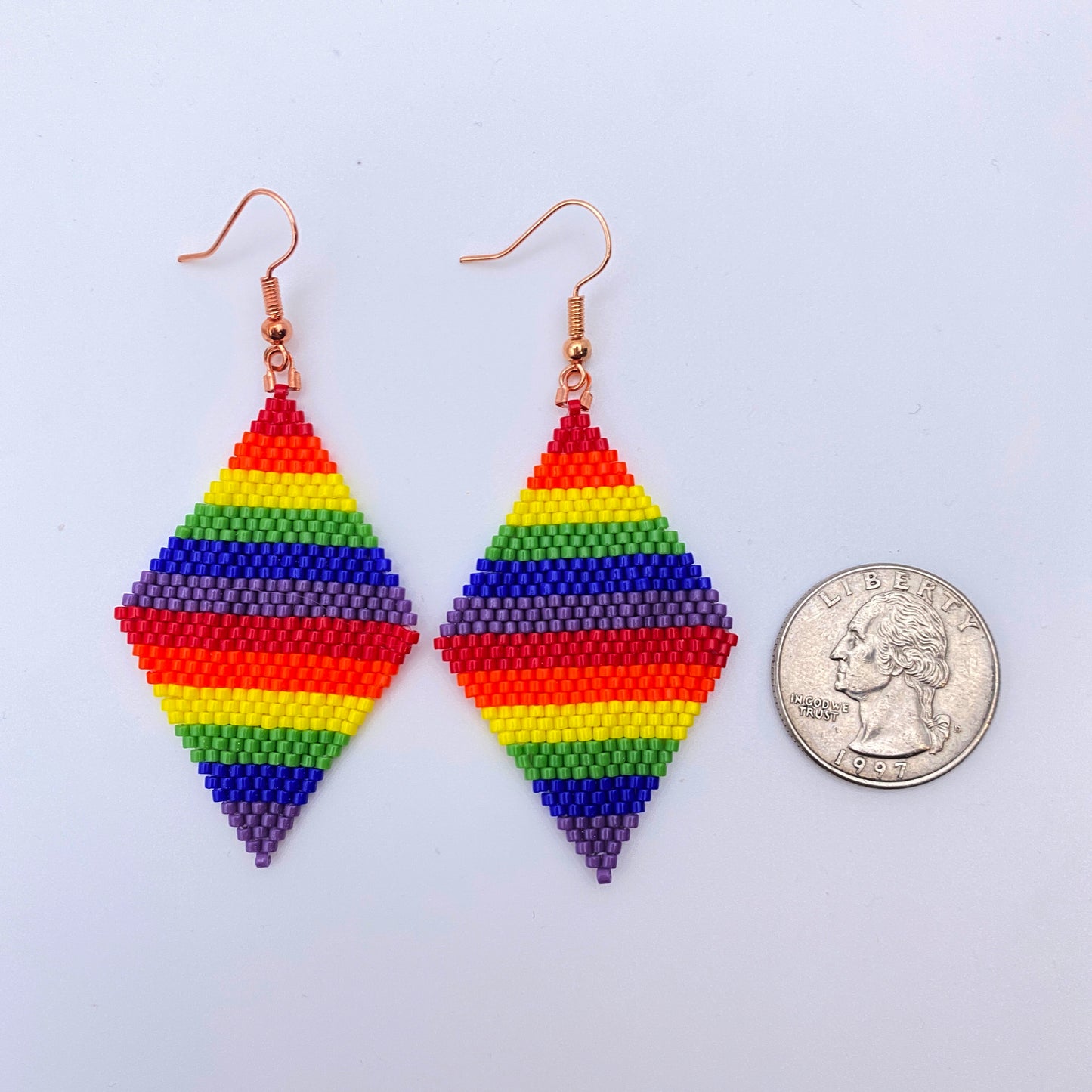 Beaded Glass Pride Rainbow Earrings