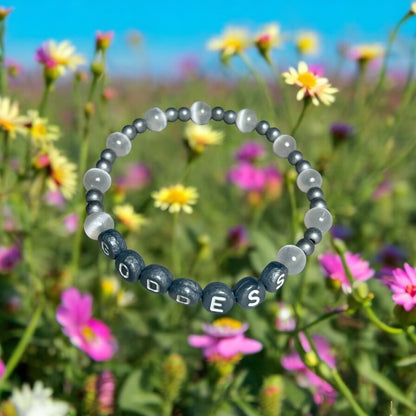 Selenite and Hematite Goddess Bracelet