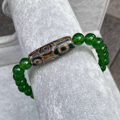 Jade and Tibetan Agate Bracelet